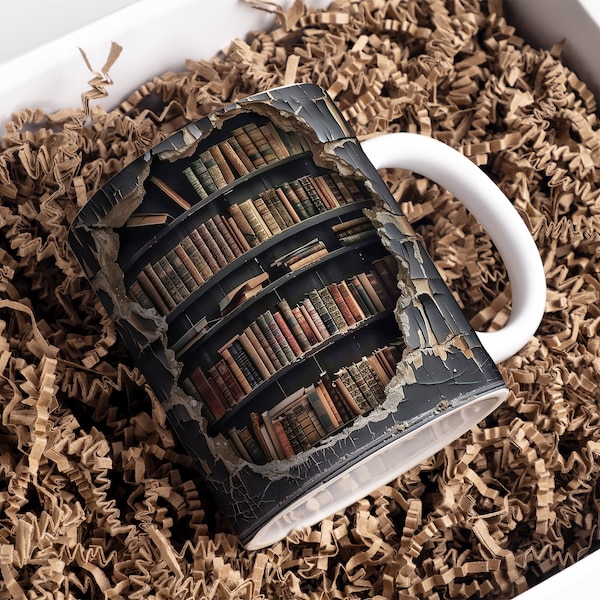 3D Bookshelf Mug Sublimation, 3D Book Mug Wrap, 11oz 15 Oz Mug Design, 3D Mug Wrap, 11oz Mug Png, 15oz Mug PNG Book Lover Mug Coffee Mug