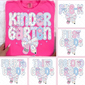Preppy Back to School Floral Bundle, First Day Of School, School Png, Preppy School Png, First/Second/Third Grade Design, School Bundle Png