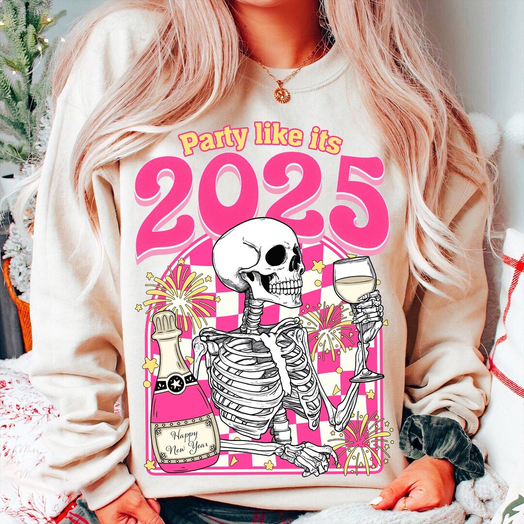 2025 New Year Skeleton Png, Retro New Years Png, Hello 2025 Png, Funny ...