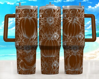 Pumpkins Fall Mums Tumbler Laser Svg, Autumn 40oz Tumbler Full Wrap Laser Svg, Laser Engraved Svg, Tumbler Laser File, Laser Svg For Tumbler