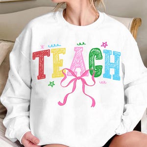 Coquette Teach Png, Teacher Coquette Png, Bows Teach PNG, Teacher Gift PNG, Coquette Teach Shirt Design, Teacher Appreciation, Varsity Png