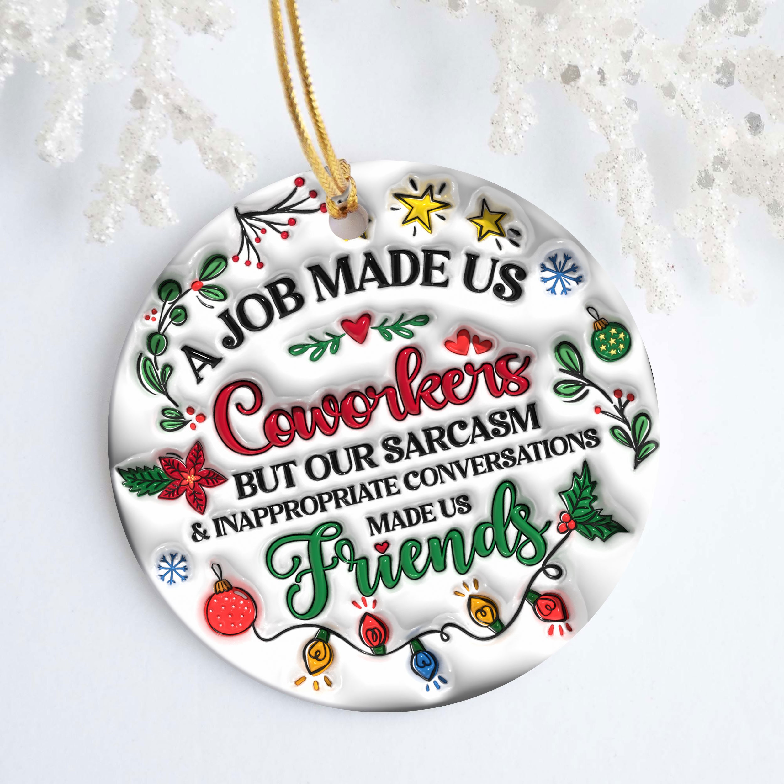 3D Coworkers Friends Inflated Ornament PNG, Coworker Christmas Gift, Coworker Funny Christmas Puffy Ornaments Sublimation Xmas Holiday