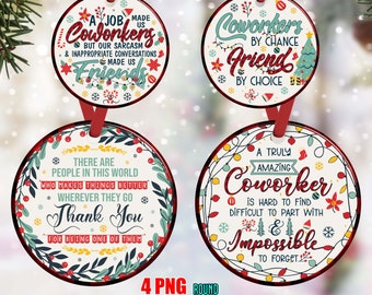 Coworkers Friends Christmas Ornament Png, Xmas Ornament Sublimation Designs Downloads, Round Christmas Ornament, PNG Instant Download