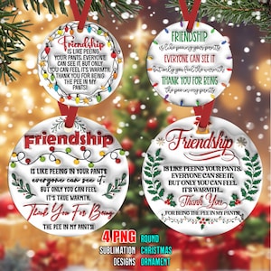 3D Inflated Friendship Like Peeing Your Pants Ornament, Best Friend Christmas Ornament Sublimation PNG,Besties Ornament PNG File Digital