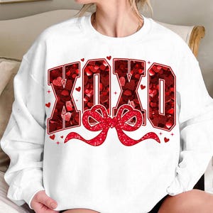 Valentine XOXO Coquette Sparkly Glitter Png, Xoxo PNG, Red Faux Sequins Valentines Png, Valentines Coquette PNG, Valentines Day Shirt Design