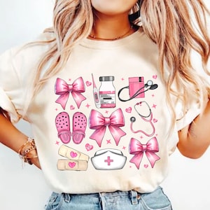 Sjuksköterska kokett rosett png sublimeringsdesign nedladdning, sjuksköterska liv png, omvårdnad png, sjuksköterska kärlek png, sublimerade designer nedladdning bild 1