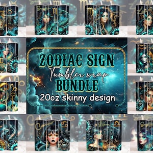 Zodiac Bundle Png Tumbler Wrap 20 oz Skinny Sublimation Bundle Tumbler Png, Zodiac Tumbler Bundle Digital Download Png Bundle Tumbler Design