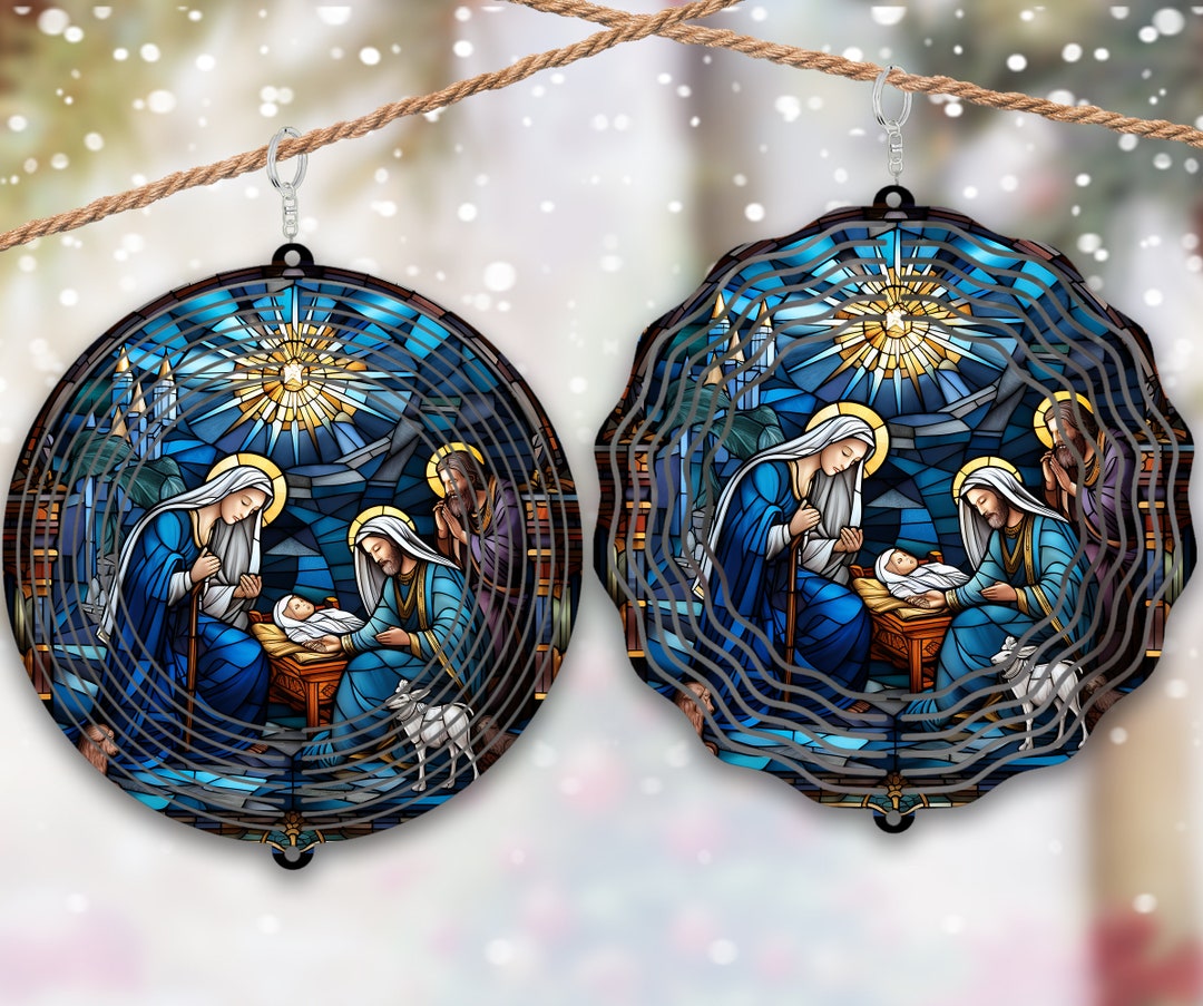 Stained Glass Nativity Wind Spinner - Digital Design - Download - Png ...