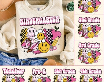 Back To School PNG Bundle, Retro Back To School Png, School Grade Png Bundle, School Kids Png Bundle, 1st 2nd 3rd 4th Grade PNG Sublimation