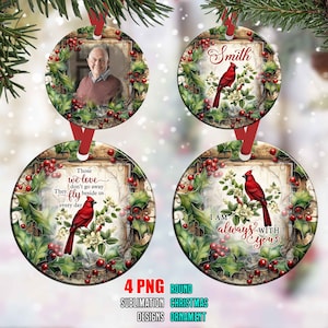 Kardinal-Memorial-Verzierung PNG, Kardinal-Erinnerung-Verzierung, sofortiger digitaler Download, Gedenk-Weihnachtsverzierung PNG-Designs Download