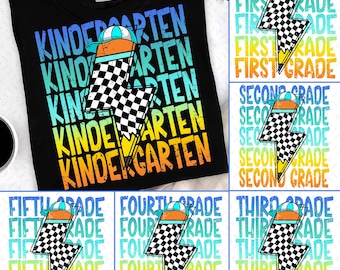 Checkered Back to School Boys PNG Bundle, Kindergarten Kid Design, First Day PNG, Pre-K to Third Grade Png,School Boy Sublimation File