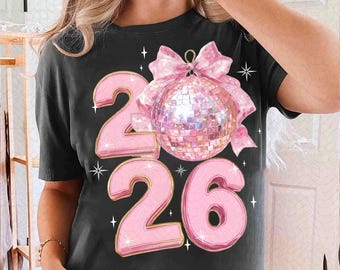 Felice Anno Nuovo 2026 PNG Pink Coquette Capodanno PNG Capodanno Disco Ball Design Sublimazione Download Digitale