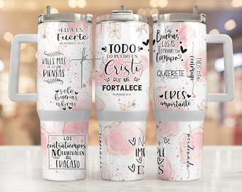 SPANISCHE Glauben Affirmationen, 40 Unzen Tumbler Wrap PNG-Datei, Gott Zitate 40 Unzen Tumbler Sublimation Design, Boho Design, digitaler Download Sublimation