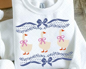 Vintage Original 1980s Blue Ribbon Goose With Hearts Ugly Sweater, Instant Digital Download, PNG ONLY, Retro Groovy Aesthetic Sublimation