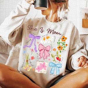 She is Mom Coquette Png, Christian Mama Png, Boho Floral Mama Png, Mom Png, Mother’s Day Gift Png, Wildflower Mama Png, Bible Verses Png