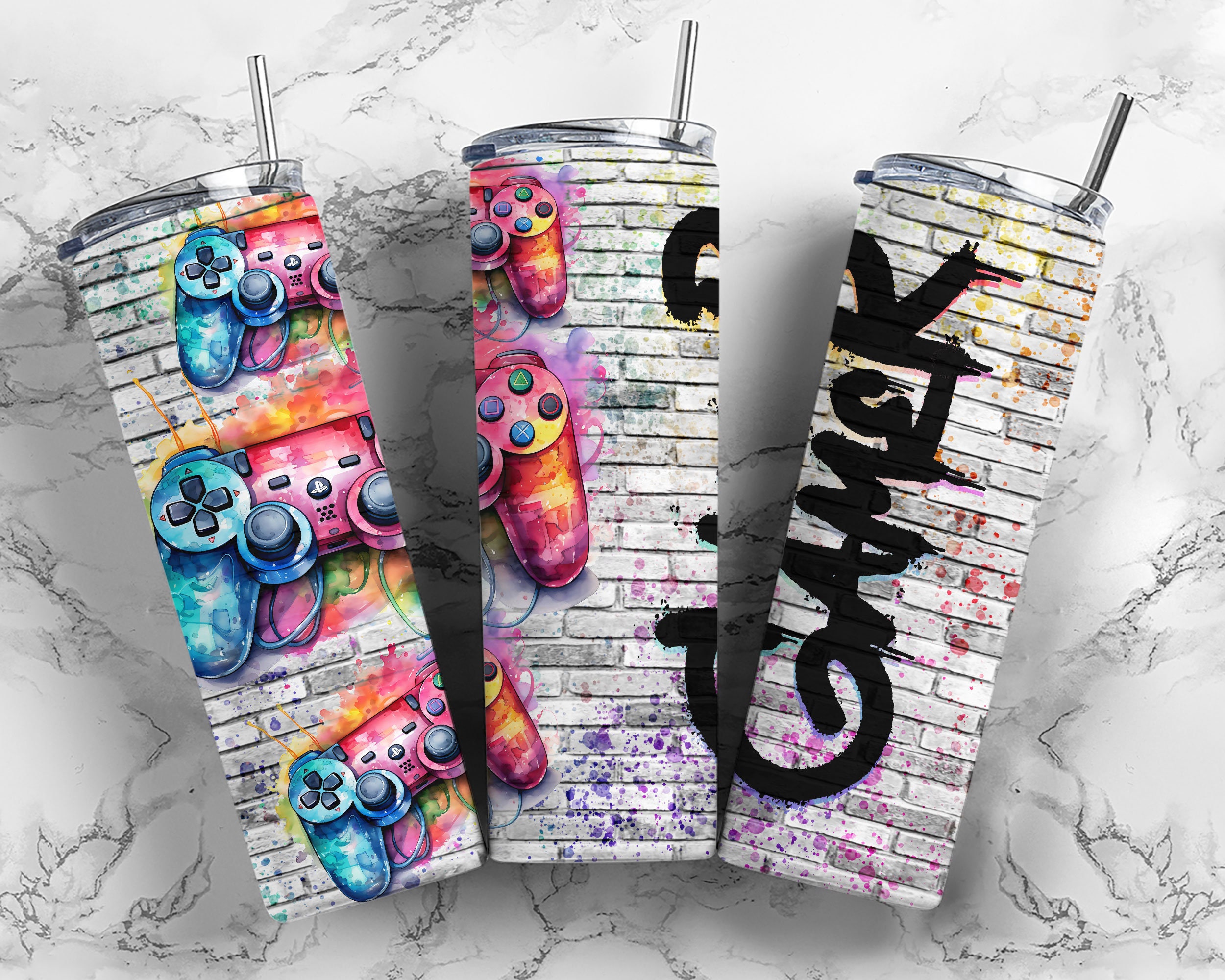 Gamer 20 Oz Skinny Tumbler Sublimation Design Digital Download PNG ...