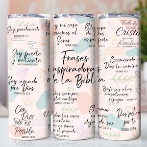 SPANISH Bible Motivational Quotes 20oz Skinny Tumbler Sublimation Designs, Tumbler Wrap Png, Do it Yourself, Christian Gift for Her PNG File