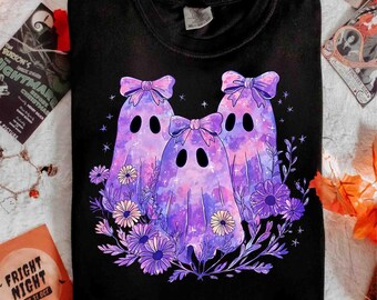 Preppy Floral Spooky Png, Iridescent Ghost PNG, Coquette Halloween, Preppy Halloween PNG, Girly Halloween Png, Cute Ghost Png, Pumpkin Png