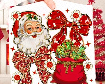 Santa Christmas Png, Christmas Png, Santa Png, Christmas Bow Png, Christmas Gifts Png, Retro Christmas Png, Santa Claus Png, Xmas Png Design