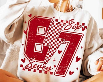 Funny Six Seven Coquette Bow Png, 67 Viral Internet Joke Design, Preppy Heart Floral Girly, Trending Social Media Humor Png, 6 7 Valentine