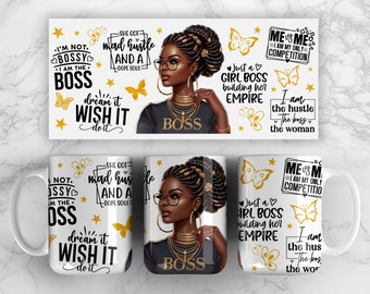 Black Queen Affirmation 15oz Mug Sublimation Design PNG File Religious Jesus 15oz Mug Coffee Mug Wrap Design Affirmation Quotes