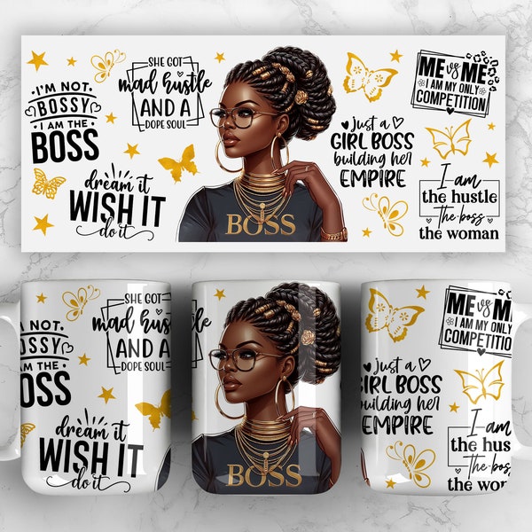Black Queen Affirmation 15oz Mug Sublimation Design PNG File Religious Jesus 15oz Mug Coffee Mug Wrap Design Affirmation Quotes