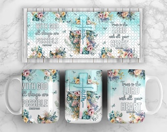 Bible Verse 11 & 15 Oz Mug Wrap - Bible Verse Coffee Mug Sublimation Templates - Religious 11 15 Oz Mug Wrap - Mug PNG - Instant Download
