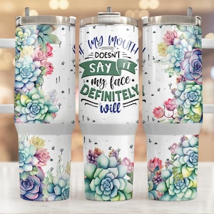 Funny 40oz Tumbler Wrap Png, Sarcastic 2 pieces 40 oz Tumbler Png, Cactus Tumbler 40oz Png Sublimation, Succulent 40 oz Tumbler Template