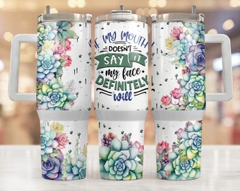 Funny 40oz Tumbler Wrap Png, Sarcastic 2 pieces 40 oz Tumbler Png, Cactus Tumbler 40oz Png Sublimation, Succulent 40 oz Tumbler Template