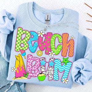 Preppy Beach Bum Png, Vacation Png, Bright Summer Png Design, Beach PNG, Sun png, Vacation png, Preppy Summer Vibes Colorful Summertime png