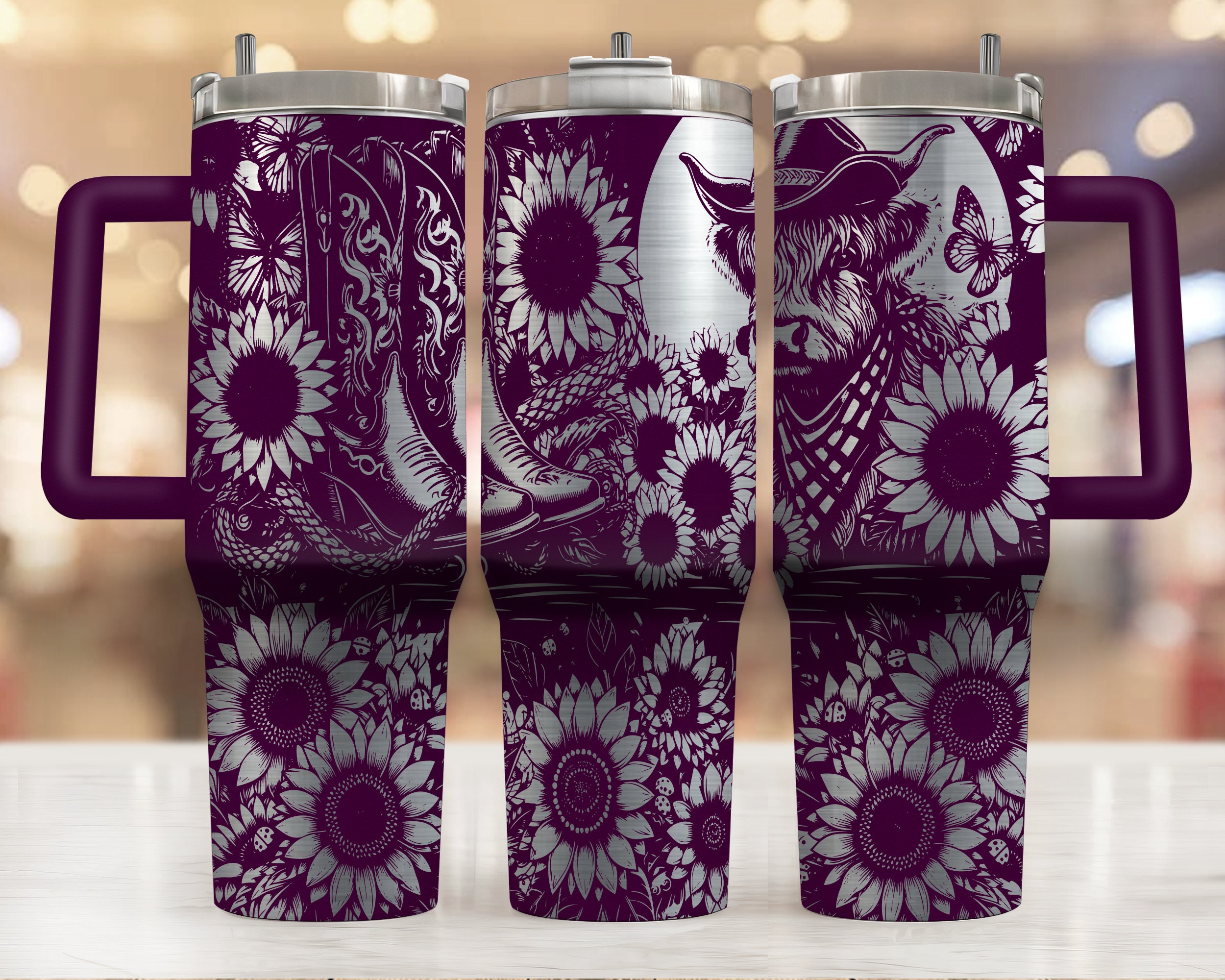 Highland Cow Tumbler Wrap Laser Svg 40oz Laser Engraved Tumbler Wrap ...