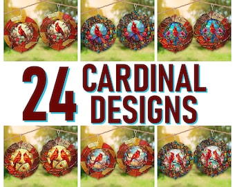 Bundle Stained Glass Cardinal Wind Spinner Png, Sublimation Bundle, Cardinal Bird Wind Spinner Sublimation Design, Wind Spinner Cardinal Png