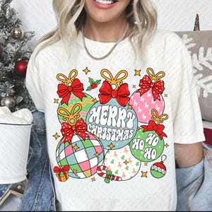 Retro Christmas Ornaments Png, Christmas Coquette Bow Png, Merry Christmas Png, Ho Ho Ho Png, Snowman Png, Christmas Tree Png Sublimation