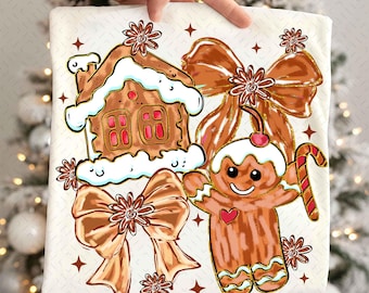 Gingerbread Christmas Coquette Png, Brushstroke Christmas Png, Tis the Season Png, Merry Christmas Shirt Design, Christmas Doodle Png