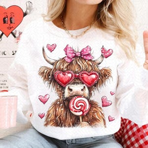 Highland Cow png, Valentine Coquette Png, Valentine&#39;s Day, Retro Valentine Png, Valentine Heart Png, Love Png, Sublimation Designs