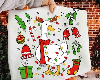 Retro Christmas Goose Png, Preppy Christmas Png, Santa Goose Png, Christmas Png, Cute Goose Christmas Png, Funny Christmas Sublimation