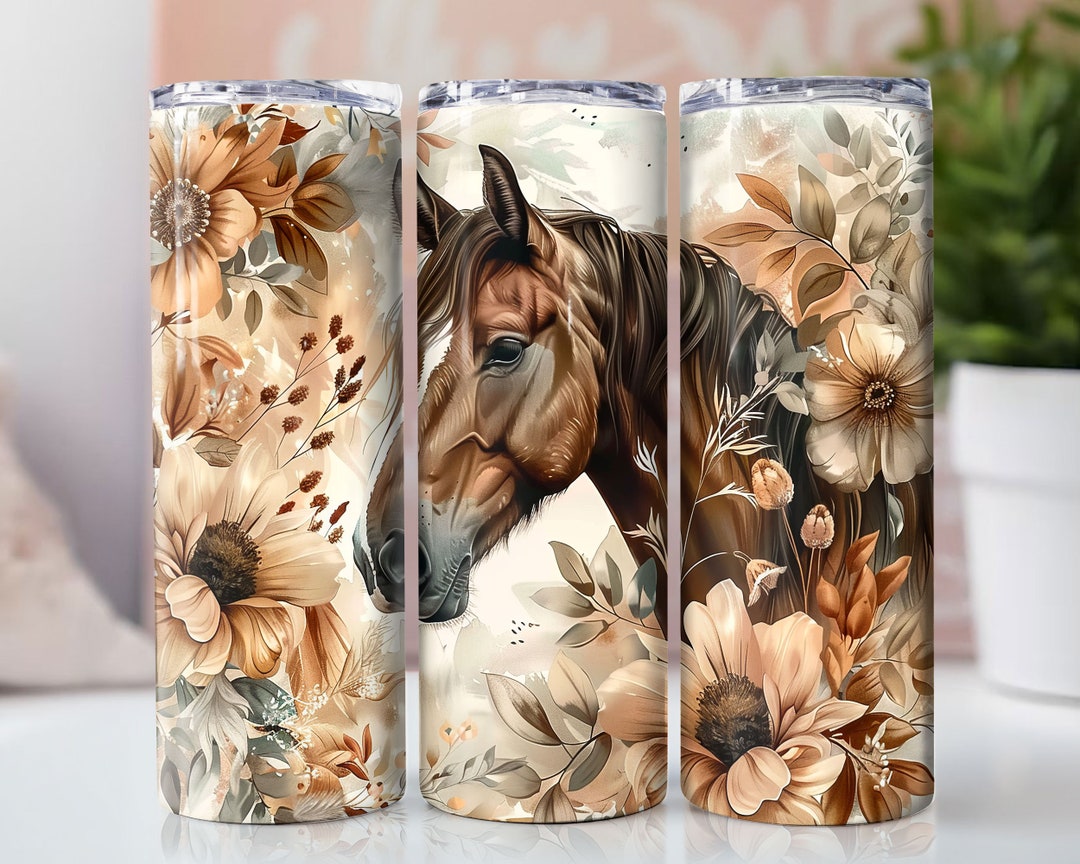 Floral Boho Horse 20 Oz Tumbler Wrap for Straight/tapered Tumbler PNG ...