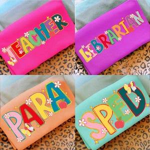 School Occupation PNG Bundle, Back to School Teacher Sped Para Counselor, Glitter Png, Girly Floral Neon, Preppy First Day of School Girly