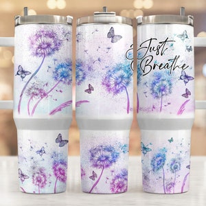 Just Breathe - 40oz Quencher Tumbler Wrap Sublimation Design - Design Digital Download PNG