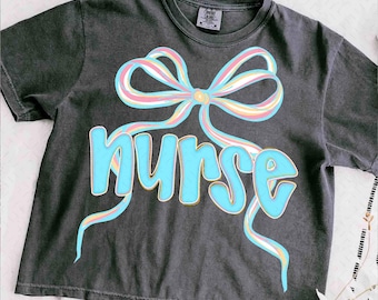 Krankenschwester Kokette Png, Girly blaues Krankenschwester-Shirt Design, adrettes Krankenschwester-Leben Png, rosa Krankenschwester-Bogen-Sublimation, Krankenschwester-Anerkennungs-Png, Geschenk für Krankenschwester
