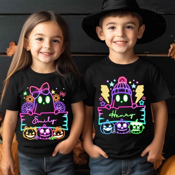 Halloween Ghost Neon Png, Retro Halloween Neon Png, Halloween Girl And Boy Png, Spooky Season Png, Social Club Png, Trendy Halloween Png