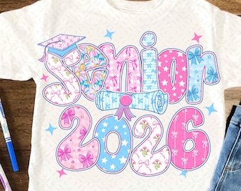 プレッピー シニア コケット 2026 PNG、プレッピー クラス オブ 2026 PNG、フローラル シニア PNG、フローラル PNG、卒業式 PNG、シニア 2026 シャツ PNG
