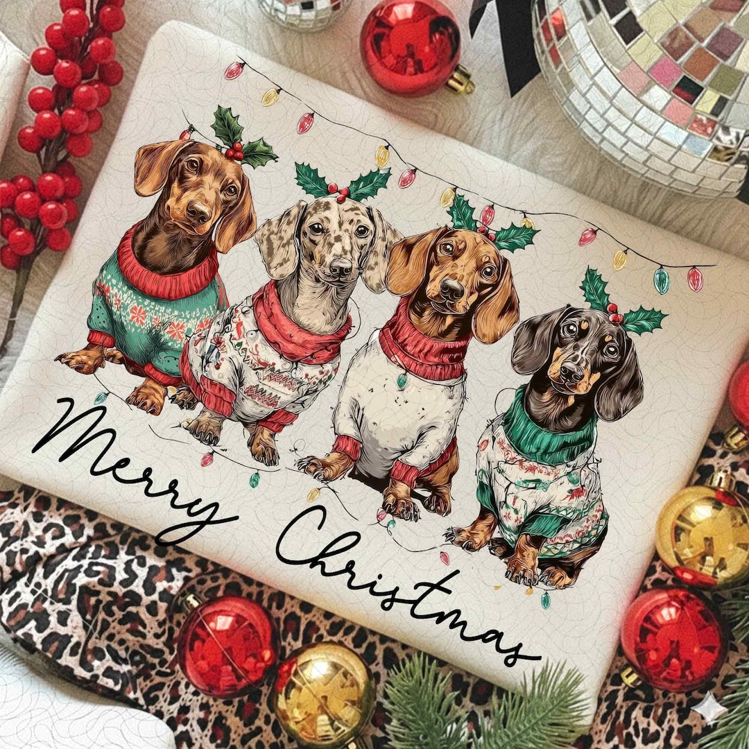 Merry Christmas Dachshund Dog PNG, Cute Puppies, Christmas Holiday Pet ...