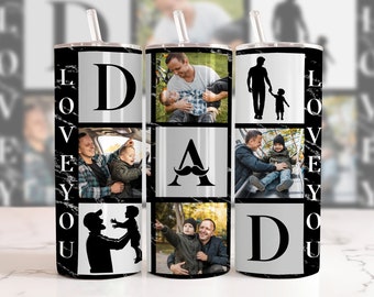 Dad Photo Tumbler PNG File for Sublimation. Dad Tumbler Photo Grid, Tumbler Wrap 20 oz Skinny Tumbler PNG File, Tumbler PNG Instant Download
