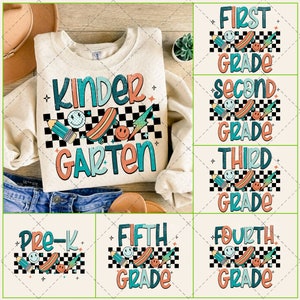 Back to School For Boys Bundle, Kindergarten, Pre K PNG, First Day Of School, School Png, Retro PNG, First/ Second/ Third Grade Design