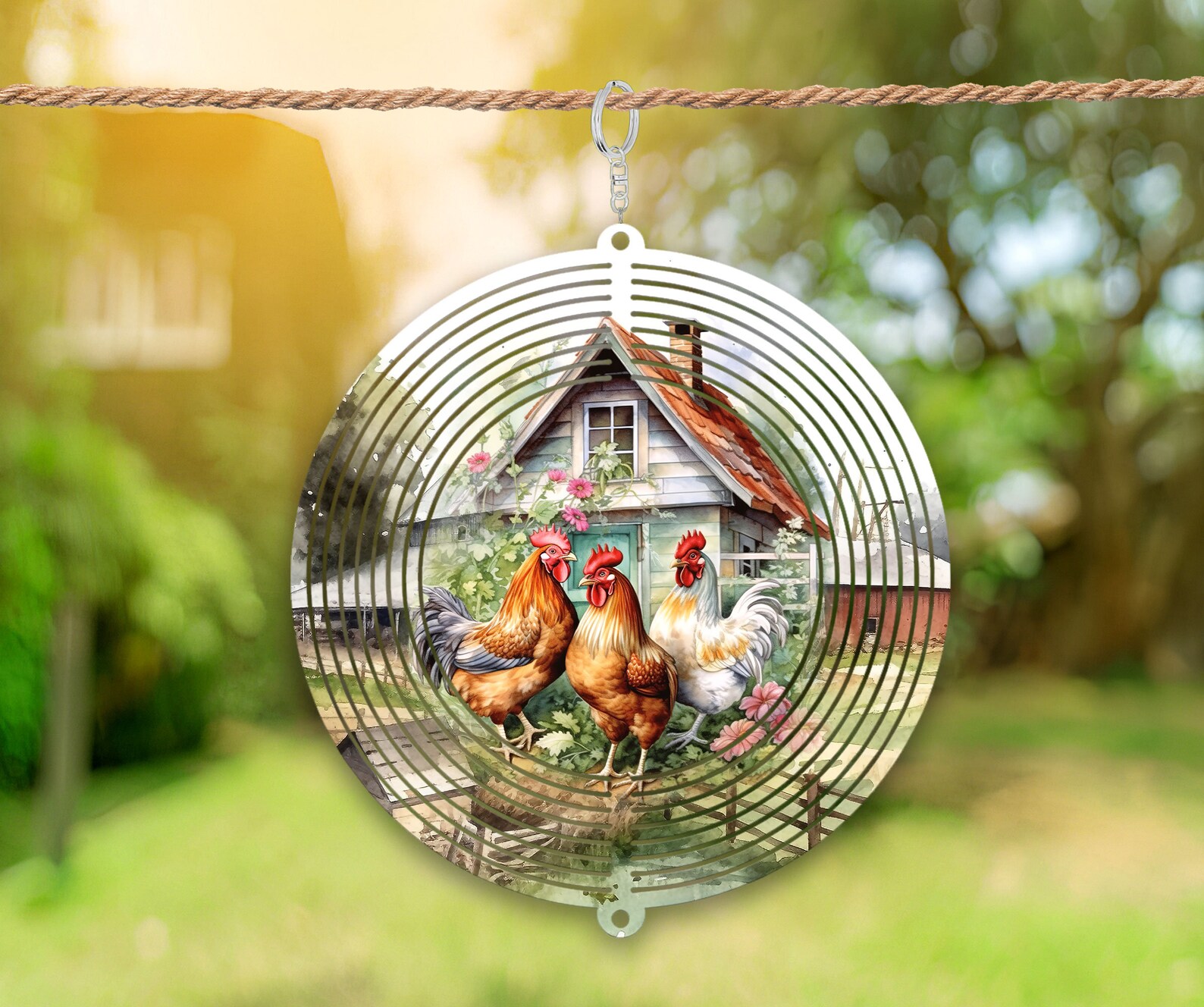 Chicken Wind Spinner Sublimation Design, Watercolor Rooster Windspinner ...
