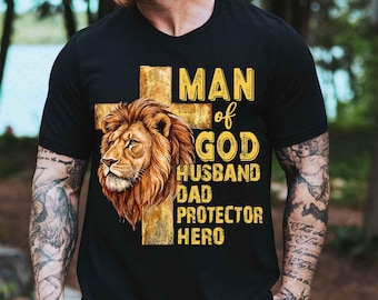 Man Of God Design PNG, Christian Dad Png, Dad Shirt PNG, Bible Verse Gift For Dad Png, Father's Day T-Shirt Sublimation Png
