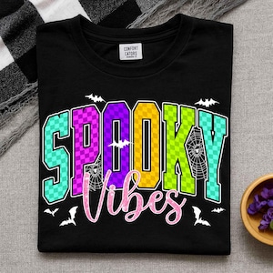 Retro Halloween Spooky vibes Neon Checkered Png, Retro Halloween Spooky Coquette Png, Halloween png, Spooky png, Halloween Girly png