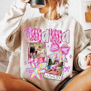 Custom Mama Kids Photo Png, Mothers Day Png, Add Photos, Mom Floral Png, Flowers, Coquette Bow, Hand drawn, Gift For Mom, Sublimation Design
