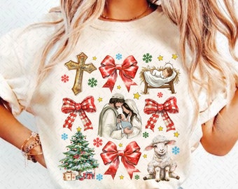Coquette Jesus Christmas Png, Baby Jesus Png, Christian Christmas Png, Coquette Bow Png, Bible Verse Png, Nativity Scene Png, Oh Holy Night